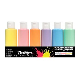 Bastelzone Acrylic Paint Set - Versatile & Highly Pigmented Painting Colours for Hobby & Artists. Water-based, Opaque, Bright & Ready to Use. Vegan (6 Pastel Colours x 60ml)