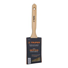 TRUPER Brocha cerdas sintéticas, mango madera,corte angular, 3' Truper