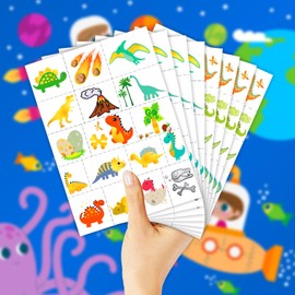 EMOME Temporary Tattoo - Glow + Metallic Style Tattoos for Kids Party Supplies, Temp Tattoos Sticker for Boys Girls, Birthday Party Favor Decorations Accessories (Dinosaur)