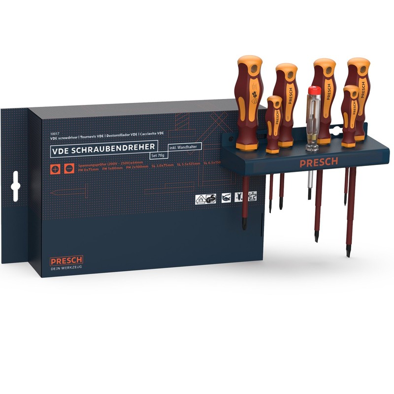 Presch Insulated Screwdriver Sets 7pcs. - VDE Screwdriver Set 1000V