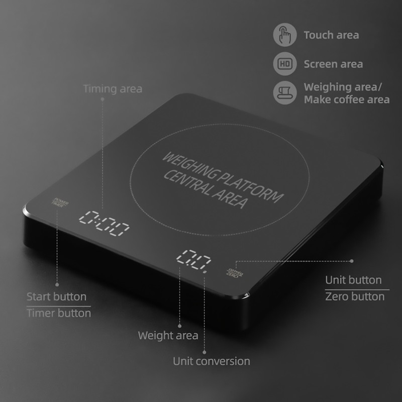 Digital Coffee Scale with Timer LED Screen Espresso Scale Built-in