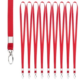 Segus Keychain Band, 10 Pieces Lanyard with Carabiner, Neck Strap Keys, Lanyard for Office, School, Hospital, Factory (Red)