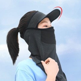 CHENGZI Ice Silk Sunscreen Breathable Face Mask with Hat Brim Multifunctional Outdoor Headwear Sunscreen UV Protection (Dark Gray)