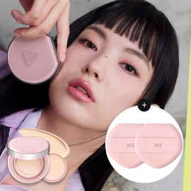 3CE (현대Hmall)3CE 핏팅 메쉬 쿠션(본품+리필)+핏팅 메쉬 쿠션 퍼프 2개 (Hyundai Hmall) 3CE Fitting Mesh Cushion (Main + Refill) + 2 Fitting Mesh Cushion Puffs