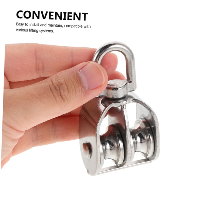 Kisangel Stainless Steel Dual Pulley Wheel Durable Swivel Gym Pulley