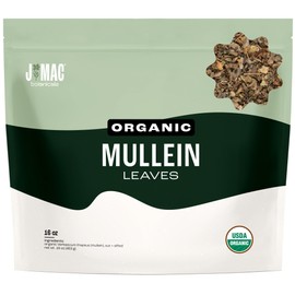 J Mac Botanicals Organic Mullein Leaves (16 oz) Certified USDA Organic. Loose Leaf Mullein Herbal Tea