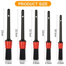 URAQT Car Detailing Brush, 5 Sizes Car Detailing Brushes, Soft Bristles, Car Interior Cleaning Tools, Brush, Detailing Brush, Dust Clean Brushes for Car, Wheels, Office