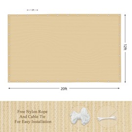 ABOSUN Outdoor Sun Shade Cloth, 12’ x 20’, Pergola, Deck, and Backyard Patio Sunshade with UV Protection, Heat Resistant HDPE Material, Reinforced Grommets (12x20 FT,Wheat)