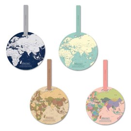 XLKJ Pack of 4 Luggage Tags World Map Luggage Tags with Address Tag, Handbag Tag Suitcase Address Labels, multicoloured