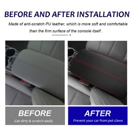 DEYTOP Center Console Cover for GMC Terrain 2025 2018-2024 Accessories Car Console Armrest Cover for GMC Terrain 2023 2024 2025 Anti-Scratch Leather Armrest Pad Protector (Black with Red Stitches)