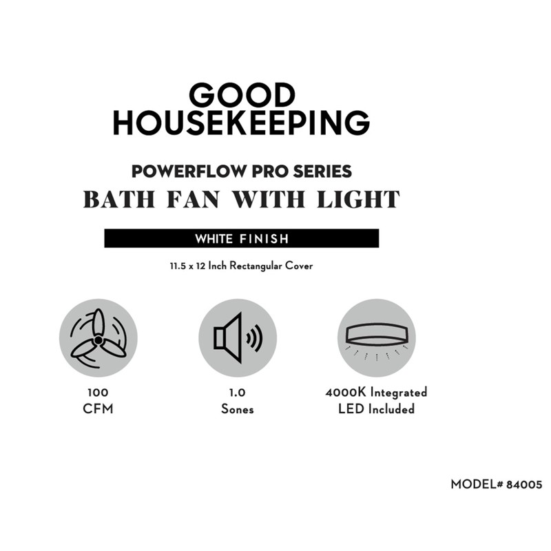Good Housekeeping 84005 PowerFlow Pro Series 100 CFM 1.0 Sones