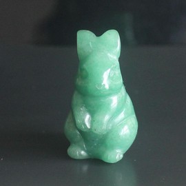 HLbshi Cute Hand Carved Gemstone Crystal Rabbit Bunny Figurine Animal Carving Statue Home Decor 1.5'' (Green Aventurine)