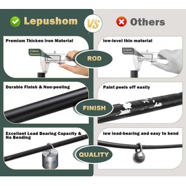 Lepushom 4 Pack Black Curtain Rod, Curtain Rods for Windows 30 to 68 Inches, 1 Inch Diameter Adjustable Curtain Rod, Clear Crystal Ball Finial