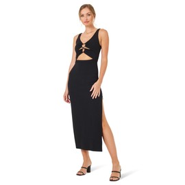 L*Space Camille Dress for Women, Fitted Ribbed Maxi, Ankle Length with Side Slit, Chic Dress for Vacation & Special Occasions, Black, M