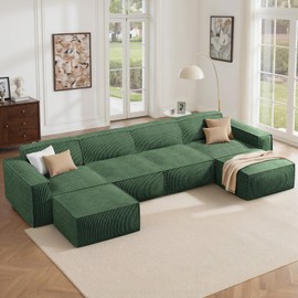 Pipishell Green10 Square Futon Sofa,31 X 31 Corduroy Poufs Footrest with Foam Filling, Foot Rest Stool for Living Room