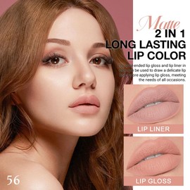 evpct 1Pcs Nude Pink Matte Lip Liner and Liquid Lipstick Stain Makeup Set for Women, Nude Long Lasting Smudge Proof Lipstick labiales matte mate larga duracion listip 24 hours originales, 56#