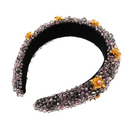 Minkissy Luxurious Bejewelled Crystal Beaded Headband Pearl Flower Hairband Fashion Accessory