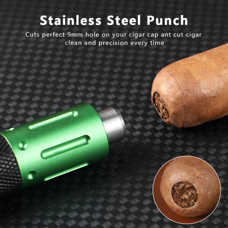 KEENSUN Luxury 2-in-1 Cigar Draw Enhancer 9mm Punch Cutter, 2-5
