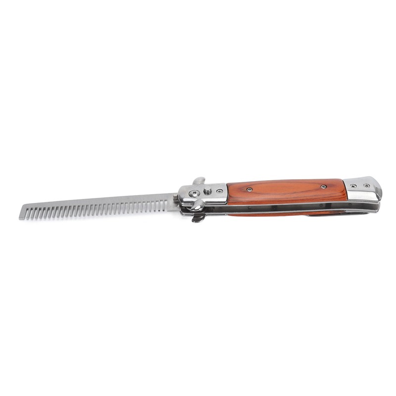 Switchblade Oil Hair Comb Stainless Steel Portable Automatic Spring Folding