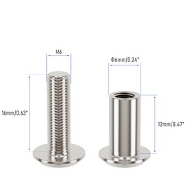 Skweawert 5 Pcs Binding Screws Fit for 0.31" (8mm) Hole Dia, Male M6x16mm Binding Bolts, Countersunk Allen Head Screw Post, Chicago Screw Rivets for DIY Leather Crafts and Photo Albums