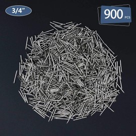 JEGONFRI 900pcs Hardware 3/4'' 17 Ga Nickel Plated Hanging Nails - Flat Head, Picture, Finishing, Wood, Small, Wire Nails (3/4 in)