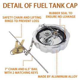 2Pcs 20770691 3″ Locking Fuel Cap, Truck Fuel Tank Cap Fit For Volvo VN & VNL Heavy Duty Trucks Models, OEM S-23949 20511590 VOL20770691 Fuel Tank Cap (Aluminum)