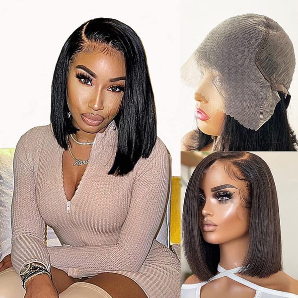 Karlami 13X6 Bob Wig Human Hair Frontal Lace Wig Glueless