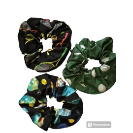 SHOPGALNY Tennis Golf Pickleball Set Of 3 PRINT HAIR ZIPPER SCRUNCHIES FUN GIFT BEACH, GYM