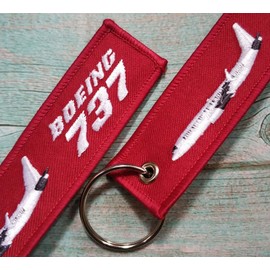 737 Jumbo Jet Passenger Model Aircraft Aerospace Aviation Design Manufacturer Air Airplane Airline Flight Keychain Key Tag Chain Fob Ring, Mixed, 5.1 x 1.2 inches