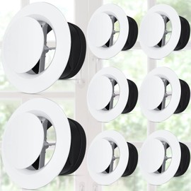 Baquler 8 Pcs 6 Inch Air Vent Covers, ABS Adjustable Soffit Vent, Soffit Vents 6 inch Round Ceiling Diffuser for Living Room Closet Bathroom Indoor Ventilation Use, White