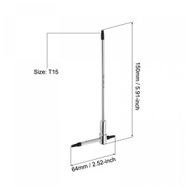 uxcell T15 Sliding T-Handle Torx Star Wrench for T or L Handle Driver, CR-V Steel