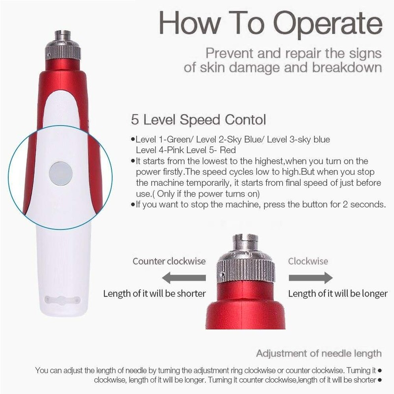 ALIWOD Mircroneedling Pen,Wireless Electric Micro Needle Machine Anti-Aging Skin Repair