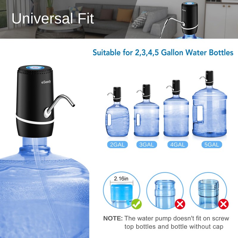 Water Pump for 5 Gallon Bottle, USB Charging Automatic Water