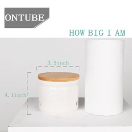 ONTUBE Garlic Keeper with Wooden Lid, Ceramic Garlic Holder Storage, Garlic Container for Kitchen, Garlic Saver to Keep Your Garlic Cloves Fresh Longer 4 Inch, White