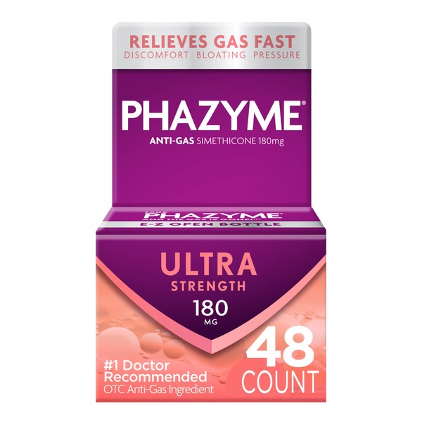 Phazyme Ultra Strength Gas & Bloating Relief, Works in Minutes, 48 Fast Gels