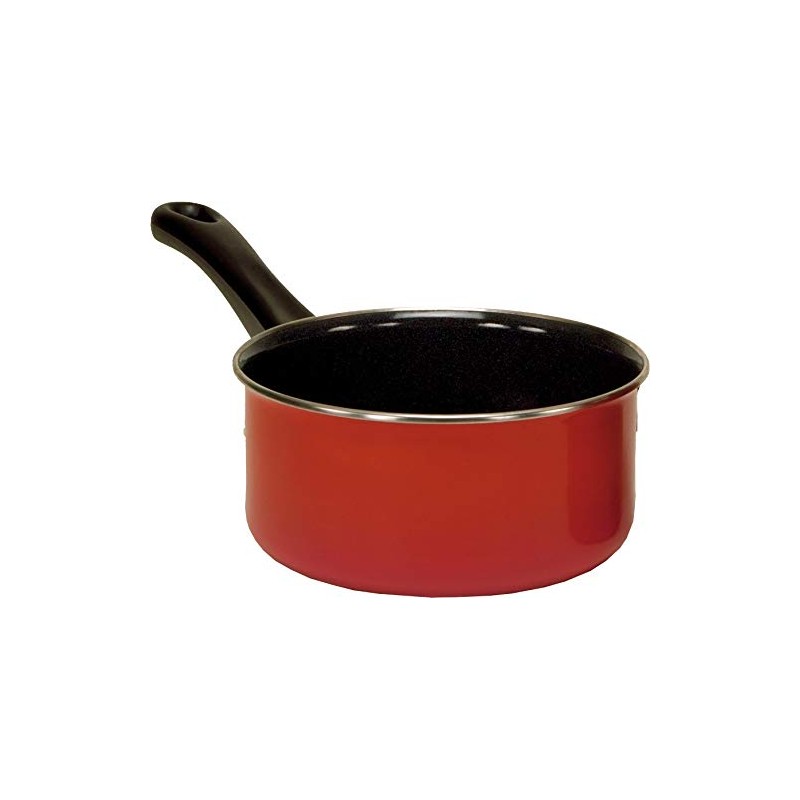 Karl Krüger Stieltopf, Emaille, Rot, 16 cm