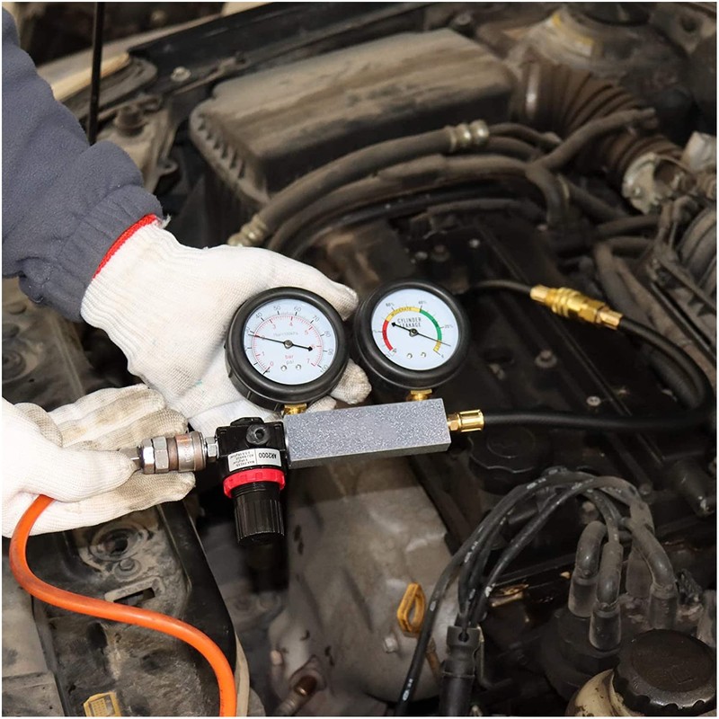 Multi-Function Cylinder Leak Down Tester Automotive Kit,Gasoline Engine Compression Tester,Dual