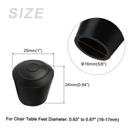 METALLIXITY Chair Leg Cap 16mm Inner Diameter 4pcs Round Rubber Chair Leg Caps Floor Protectors Furniture Chair Legs Black