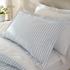 Yard Hebden A Righe Coppia Di Federe – Ultra Morbida 100% Cotone Reversibile Oxford Federa (Blu Minerale – 50x75cm)