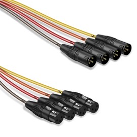ESWN DNXB 4 Channel XLR Snake Cable 1M 4 Colors Microphone Cable XLR Male to Female Multicore Cable Noise Free Durable Snake Cable for Live, Recording, Stage, Studio