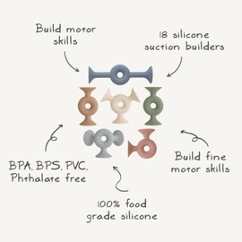 mushie Silicone Suction Builder Toy | 18 pcs for Kids 3 Years+ (Daisy)