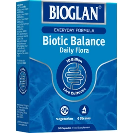 Bioglan Biotic Balance Daily Flora CFU 10 Billion Live Cultures 6 Live Strains - 30 Capsules
