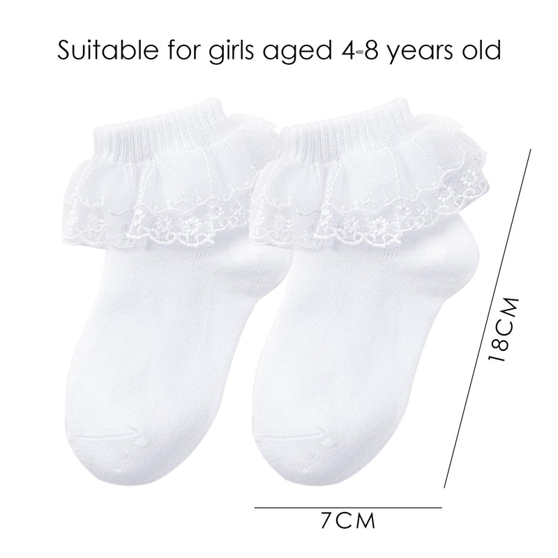 MEMOFYND 4 Pairs Lace Socks, Ruffle Socks, Ballet Socks, Lace