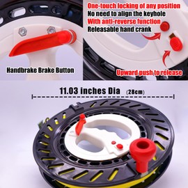 Kite Reel With Upgraded Braking and Anti-reverse Function - 11.03 Inches, 2600 Feet String, Large-size Grip for Adults, Any Position Can Be Locked