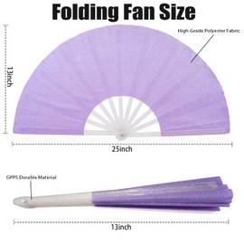 PinpinPony - Ventilador plegable de mano grande para hombres y mujeres, abanicos decorativos plegables, accesorios rave, utilizado para baile, fiestas, bodas, festivales de música, decoraciones