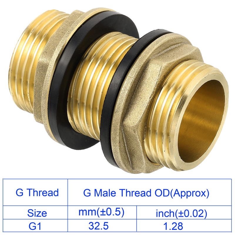M METERXITY Bulkhead Fitting - Water Tank Connector, Brass Threaded
