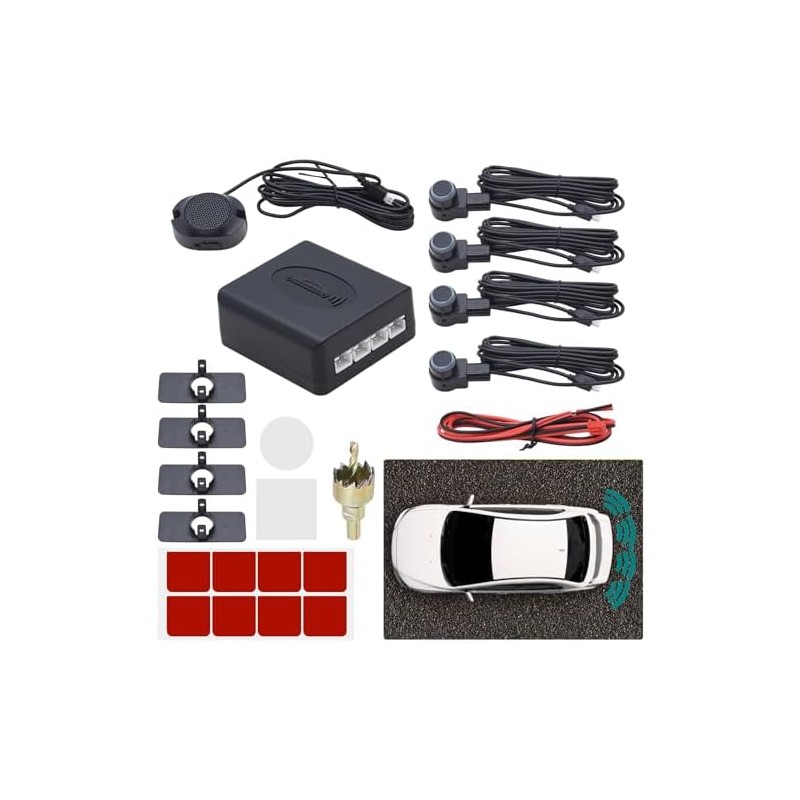KAOLALI Asistente de Aparcamiento para Coche, 4 sensores Traseros, universales,