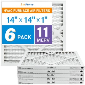 LotFancy 14x14x1 Air Filters, MERV 11 AC Furnace Filters, 6 Pack Pleated Air Conditioner HVAC Filters (Actual Size: 13.75 x 13.75 x 0.75 Inches)