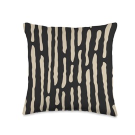 Abstract Lines Pattern in Beige on Black AEY533 Throw Pillow