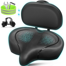Bike Seat with Backrest, Oversized Bicycle Seat with Back, Men Women Comfort Bike Saddle, Extra Wide Comfortable Electric Tricycle Exercise Cruiser Stationary Bike Seat with Back